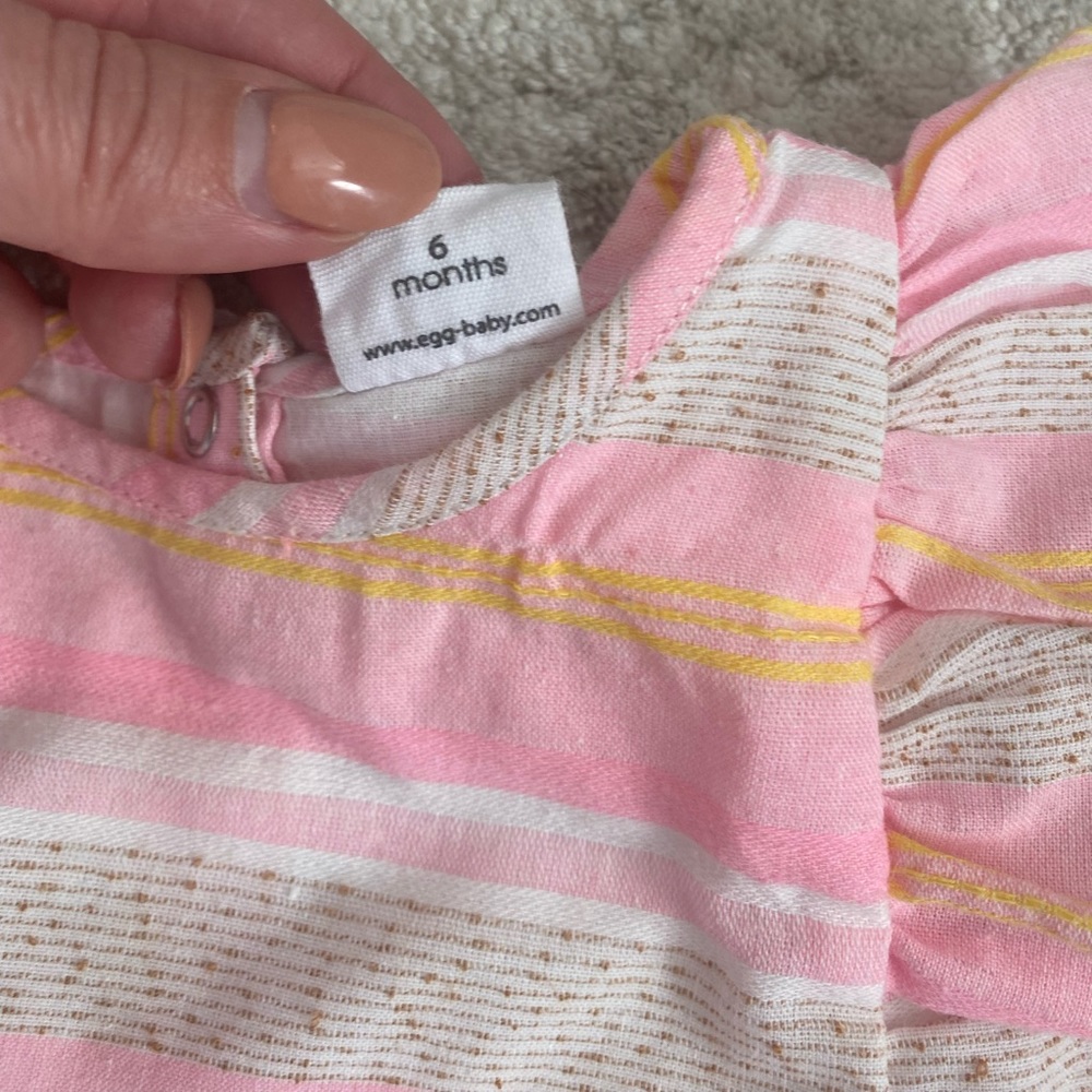 EGG Collective Baby Girl Remy Striped Ruffle Sleeve Romper 6 months - Picture 5 of 8